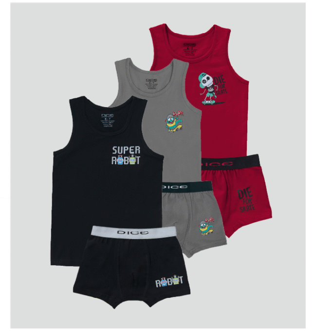 Printed Boys' Underwear Set (Top-bottom) Pack Of 3 - Image 2